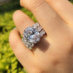 Three Piece Set Oval Cut Sterling Silver Wedding Sets