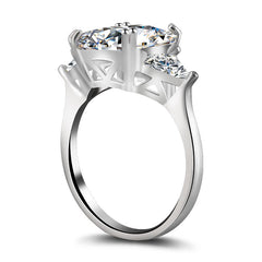 Three Stones Radiant Cut Sterling Silver Wedding Rings