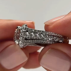 Halo Round Cut Sterling Silver Engagement Rings