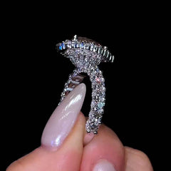 Vintage Pear Cut Sterling Silver Halo Engagement Rings