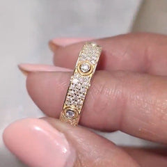Light Luxury Round Cut Sterling Silver Wedding Bands