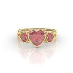 Retro Heart Cut Yellow Gold Engagement Rings