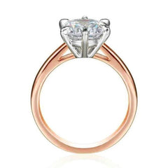 Single Diamond Round Cut Sterling Silver Engagement Rings