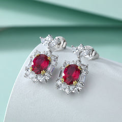 Tassel Ruby Earrings Sterling Silver Niche