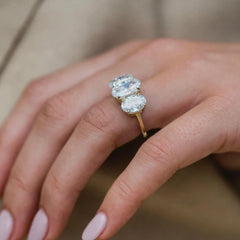 Tree-Stone Inlay Oval Cut Sterling Silver Engagement Rings