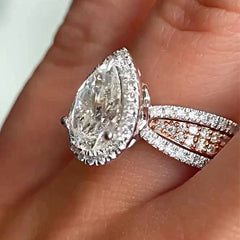 Halo Pear Cut Sterling Silver Engagement Rings