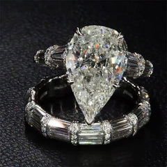 Gorgeous Pear Cut Silver Bridal Ring Sets