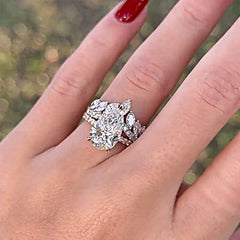 Elegant Pear Cut Sterling Silver Wedding Rings