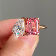 Double Stone Setting Rose Gold Wedding Rings
