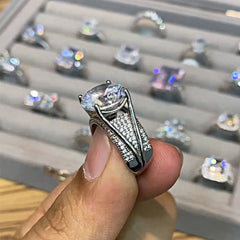 Handmade Diamond  Round Cut Sterling Silver Engagement Rings