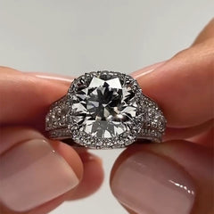 Halo Round Cut Sterling Silver Engagement Rings