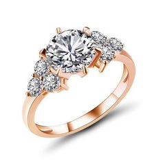 Simple Round Cut Sterling Silver Wedding Rings