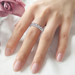 Chaste Round Cut Sterling Silver Wedding Bands