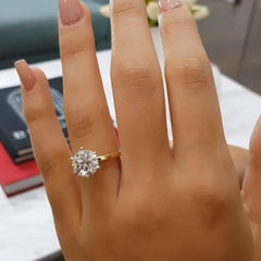 Single Diamond Round Cut Sterling Silver Engagement Rings