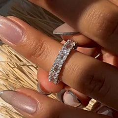 Double Diamond Sterling Silver Engagement Rings