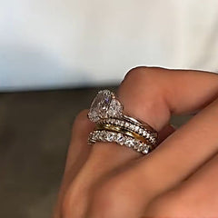 Premium Cushion Cut Sterling Silver Wedding Sets