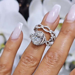 Interwoven Oval Cut Sterling Silver Wedding Sets