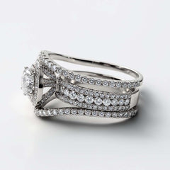 Handmade Round Cut Sterling Silver Wedding Sets