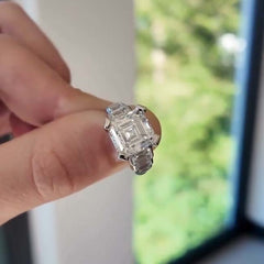 Hemming Asscher Cut Sterling Silver Wedding Rings