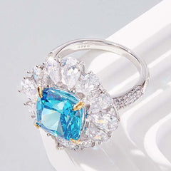 Halo Cushion Cut Sterling Silver Engagement Rings