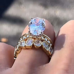 Unique Oval Cut Yellow Gold Stackable Rings