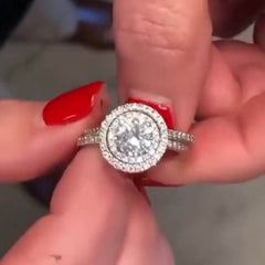 Detachable Round Cut Sterling Silver Wedding Sets
