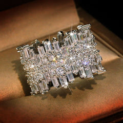 Unique Round Cut Sterling Silver Wedding Bands
