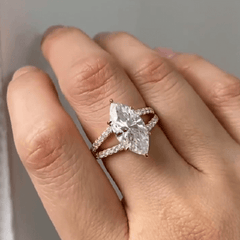 Fine Fork Marquise Cut Silver Engagement Rings