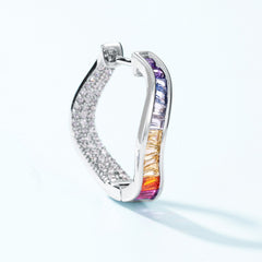 Irregular earrings Silver rainbow zircon earrings