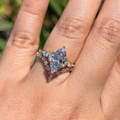 V-Shaped Marquise Cut Sterling Silver Engagement Rings