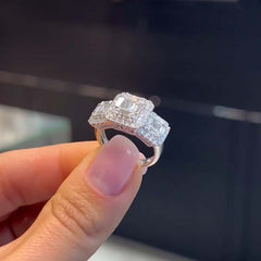 Three Stone Sterling Silver Wedding Bands