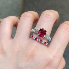 Colored Diamonds Oval Cut Sterling Silver Stackable Rings