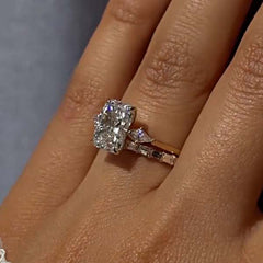Vintage Radiant Cut Sterling Silver Wedding Sets