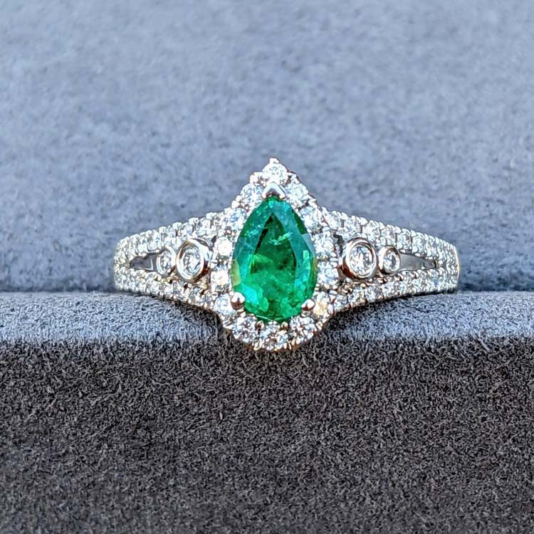 Halo Pear Cut Sterling Silver Engagement Rings
