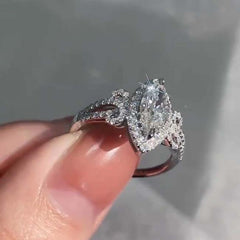 Unique Marquise Cut Sterling Silver Engagement Rings