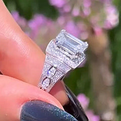 Vintage Emerald Cut Sterling Silver Engagement Rings