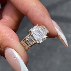 Retro Sterling Silver Emerald Cut Engagement Rings