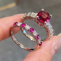 Colored Diamonds Oval Cut Sterling Silver Stackable Rings
