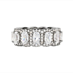 Five Piece Set Radiant Cut Sterling Silver Wedding Sets