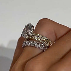 Vintage Oval Cut Sterling Silver Wedding Sets