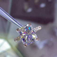 Dazzling Radiant Cut Sterling Silver Engagement Rings