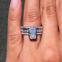 Precious Radiant Cut Sterling Silver Wedding Sets