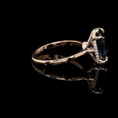 Blue Sapphire Cushion Cut Yellow Gold Engagement Rings