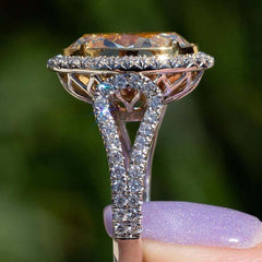 Yellow Diamond Oval Cut Sterling Silver Vintage Engagement Rings
