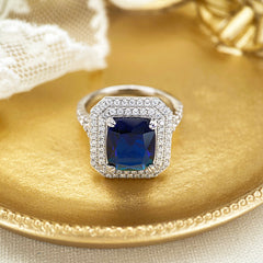 Brilliant  Radiant Cut Sterling Silver Engagement Rings