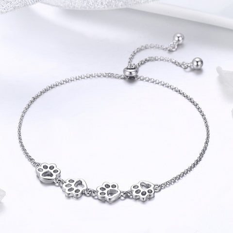 Cat's Paw 925 Sterling Silver Slider Bracelet - jolics