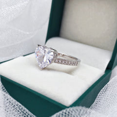 Simplicity Sterling Silver Heart Cut Engagement Rings