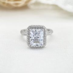 Shine Radiant Cut Sterling Silver Wedding Sets