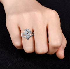 Gorgeous Pear Cut Sterling Silver Wedding Sets