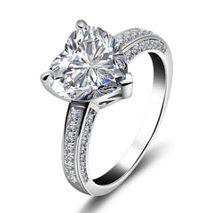 Simplicity Sterling Silver Heart Cut Engagement Rings